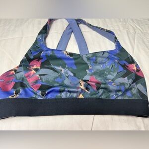 Patagonia Floral Racerback Padded Sports Bra - Blue, Green & Pink